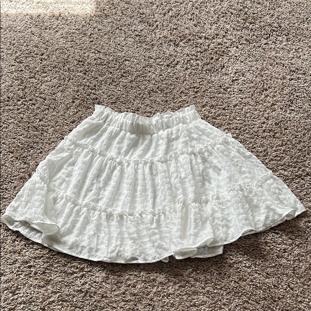 Elegant White Ruffled  Lace Skirt